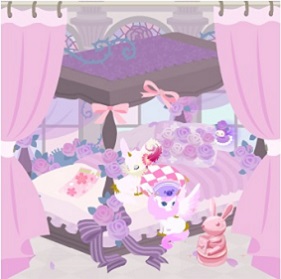 Livly ピンクのカーテンとベッド.jpg